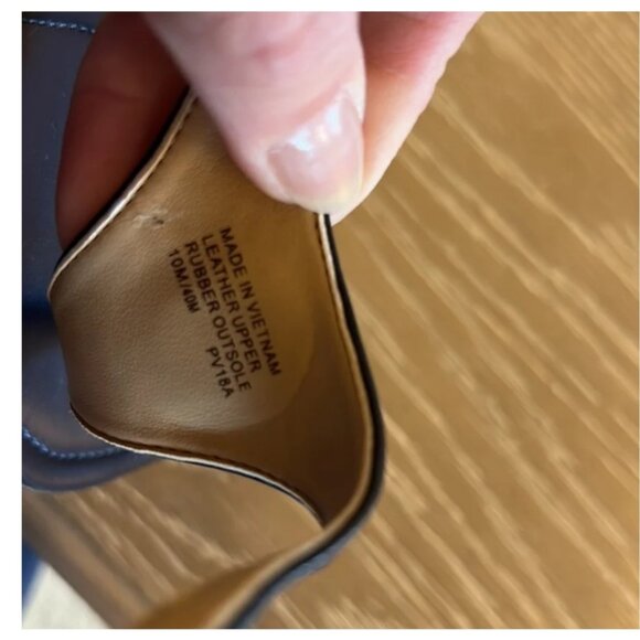 Navy Blue NWT Michael Kors Ramona T-Strap Leather Sandals - Picture 5 of 5